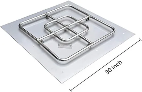 Vista 5 de Onlyfire - Bandeja plana de acero inoxidable cuadrada para fogata con conjunto de anillo de quemador, 30 pulgadas