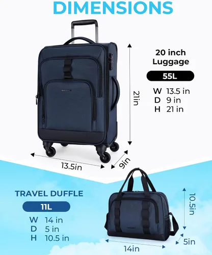 Vista 5 de BAGSMART Equipaje de mano, Azul, Viajes en familia