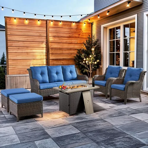 Vista 57 de HUMMUH Juego de 2 sillas de mimbre para patio, sillas de comedor de ratán de polietileno para exteriores, con cojines de asiento de 4 pulgadas