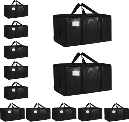 Vista 46 de Paquete de 4 bolsas de mudanza extra grandes y resistentes, bolsas de almacenamiento impermeables con asas y cremalleras, plegables para dormitorio