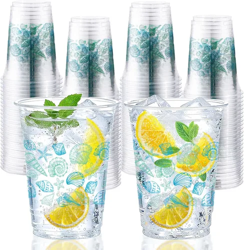 Vista 10 de 100 vasos de plástico para pelotas de golf, 16 onzas, color verde, desechables, vasos de plástico desechables para deportes, cumpleaños, soltero