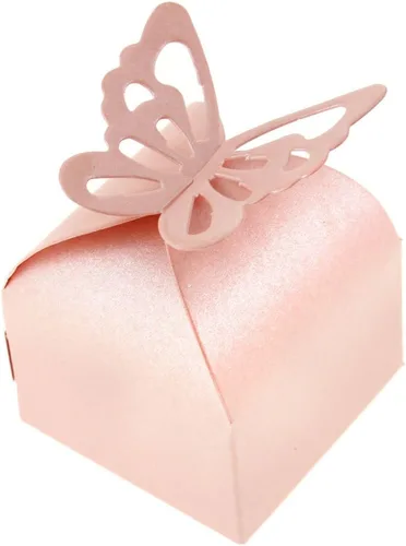 Vista 2 de 50 cajas de dulces de regalo de regalo de mariposa de boda encantadora rosa
