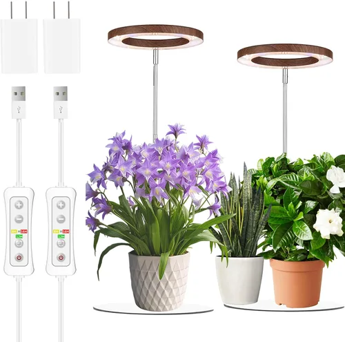 Vista 26 de yadoker 72 LEDs Luz de cultivo de plantas para plantas de interior, Luz de escritorio de aluminio con grano de madera de nogal LED, Altura