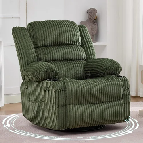 Vista 12 de Garvee Silla reclinable mecedora para adultos amplia giratoria de 360° Marrón