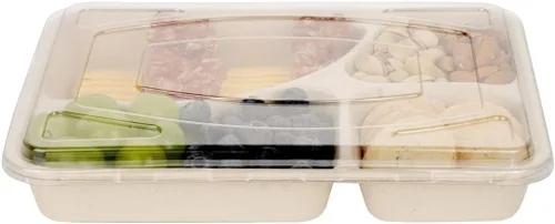 Vista 12 de Restaurantware Solo tapas: tapas pulp tek para bandejas To Go 100 tapas desechables para llevar contenedores - Hecho de fibras de caña de azúcar