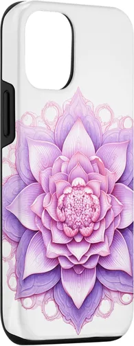 Vista 3 de iPhone 14 Lotus Flower Mandala Circle Rosa Mujeres Yoga Meditación Caso