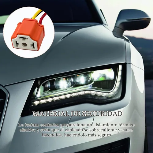 Vista 4 de 2 piezas H4 HB2 9003 arnés de cableado socket para faros delanteros, conector de cerámica de 16AWG para faros delanteros, enchufe hembra de coleta