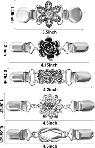 Vista 2 de J.CARP Dress Clips Sweater Clips Shawl Clips for Women, Vintage Cardigan Clip, Girls Brooch Clips for Clothing Pack of Four