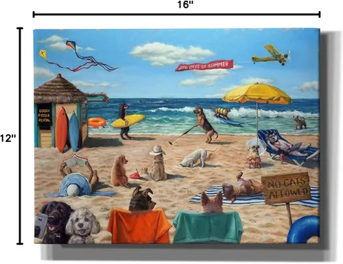 Vista 4 de Epic Graffiti 'Dog Beach' de Lucia Heffernan, arte de pared en lienzo, 16 x 12 pulgadas
