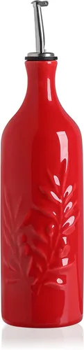 Vista 38 de Sweejar Botella dispensadora de aceite de oliva de cerámica de 20 onzas de alivio opaco que protege para reducir la oxidación, adecuada para Beige