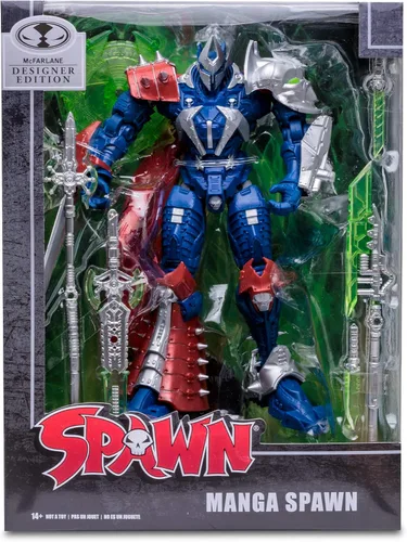 Vista 8 de McFarlane Toys, Spawn Comic Designer Edition Manga Spawn Mega figura con 22 partes móviles, figura coleccionable con accesorios y base de soporte