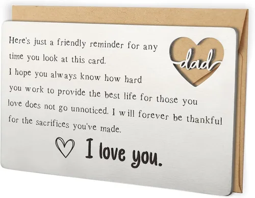 Vista 24 de YODOCAMP Tarjeta de billetera con texto en inglés "Thank You Dad", tarjeta de cartera grabada para mi papá de hija e hijo, cumpleaños, día