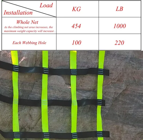 Vista 3 de Red de escalada para pared, escalera de red para patio de recreo, cuerda de carga resistente, protección de la casa del árbol, línea ninja