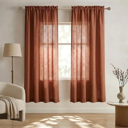 Vista 39 de Mrs.Naturall - Cortinas transparentes con bolsillo para barra de 36x63 pulgadas de lino mezclado negro