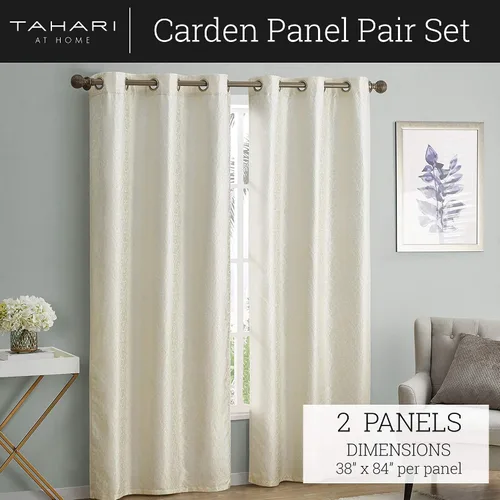 Vista 4 de Tahari Home Colección Carden Juego de cortinas modernas y elegantes, cortinas decorativas con ojales, 38 x 84 pulgadas, gris pardo