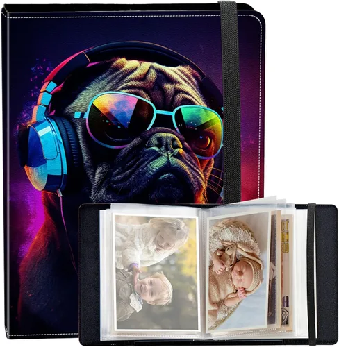 Vista 55 de Álbum de fotos de 3.5 x 5 pulgadas, cubierta de piel sintética de pequeña capacidad, mini álbum de fotos de águila americana de 3.5 x 5 con banda