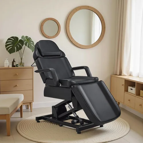 Vista 8 de BarberPub Cama facial totalmente eléctrica con 3 motores para esteticista, silla de tatuaje eléctrica para cliente, cama facial para esteticista
