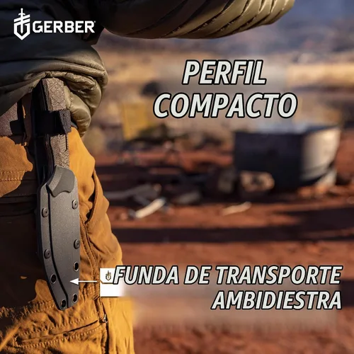 Vista 7 de Gerber Gear Convoy - Cuchilla fija + funda, Micarta [1066481], gris