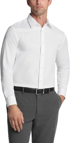 Vista 19 de Calvin Klein Camisa de vestir para hombre, ajuste regular, sin planchado, elástica, sólida Ceniza