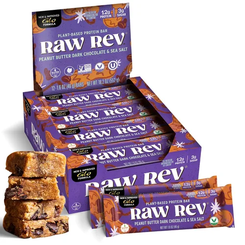 Vista 13 de Raw Rev Glo Vegan - barras de proteínas sin gluten Vegan & Dairy-Free Protein Bar Gluten-Free Plant-Based No Sugar Alcohols Kosher