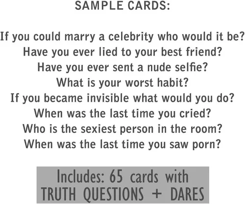 Vista 4 de Truth Or Dare: Juego de fiesta divertido de 100 preguntas para adultos o regalo travieso para parejas con desafíos divertidos y verdades terribles
