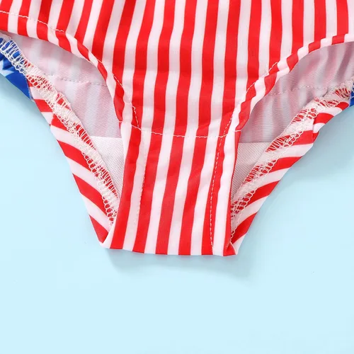 Vista 5 de SEVEN YOUNG Traje de baño de manga larga para bebé, bikini de playa, con volantes, rayas, traje de baño de dos piezas, 3M-3T