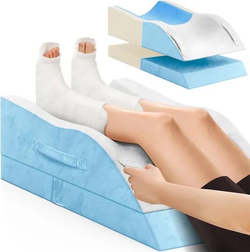 Vista 11 de TranquilRelax Almohadas de elevación de piernas, almohada de cuña para después de una cirugía o descanso, soporte de piernas de espuma viscoelástica