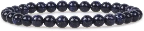 Vista 43 de Justinstones Gem - Pulsera elástica de cuentas redondas de 6 mm de piedras semipreciosas, unisex, 16.5 cm Ojo de tigre azul dorado AA