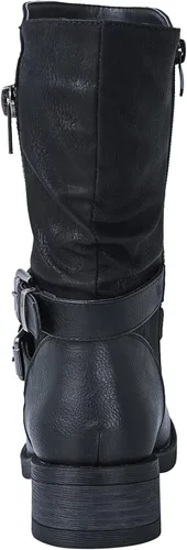 Vista 5 de GLOBALWIN Botas de motociclista de moda de otoño para mujer, botas de media pantorrilla para mujer, tacón bajo