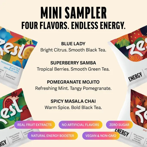 Vista 3 de Té de energía Blue Lady, té con elevado nivel de cafeína, la misma cafeína que el café (20 sobres)
