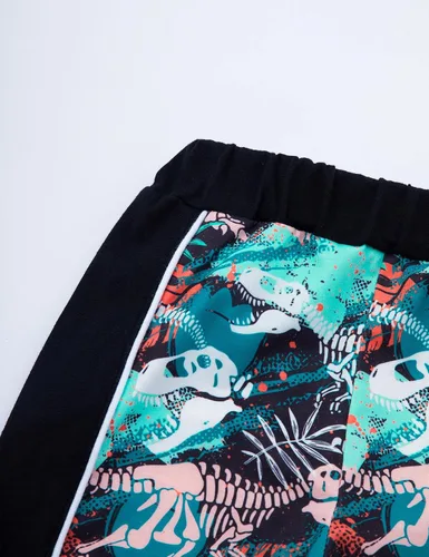 Vista 7 de KANGKANG Conjunto de sudadera de manga larga con estampado de letras para niños pequeños, conjunto de pantalones con estampado de dinosaurio