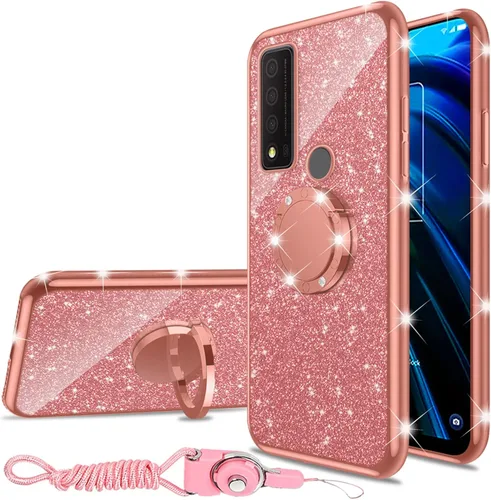 Vista 20 de nancheng Funda de teléfono para TCL A3X (A600DL), funda para Alcatel TCL A3X niñas y mujeres, bonita funda de silicona transparente con purpurina