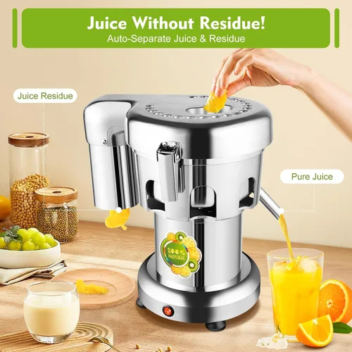 Vista 2 de Máquina extractor de jugo comercial resistente, fabricante de exprimidores de acero inoxidable para frutas y verduras Herramienta centrífuga