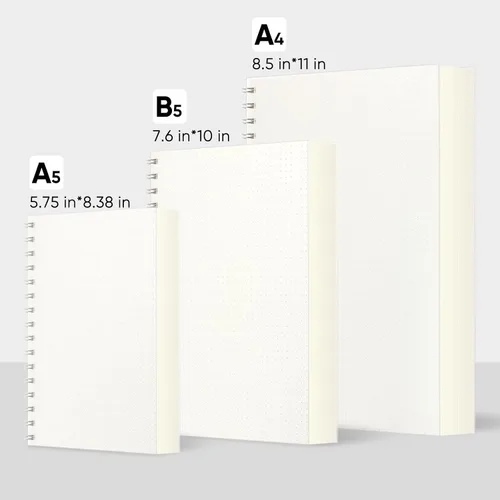 Vista 2 de Diario de puntos en espiral con 280 páginas, cuaderno en espiral de 5.75 x 8.38 pulgadas de grosor, papel de 3.53 oz/m², escuela, oficina