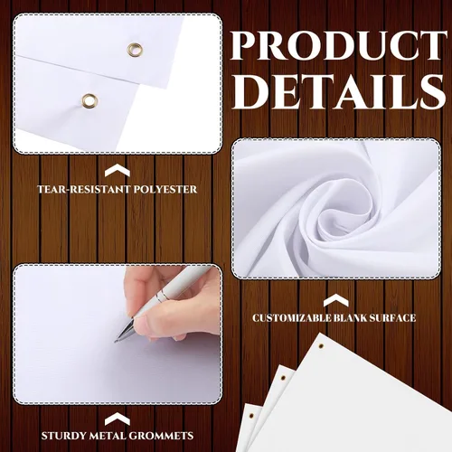 Vista 4 de Zonon Pancartas grandes en blanco y letreros de tela Oxford de poliéster para decorar con cuerda colgante para pared interior y exterior, carteles