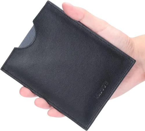 Vista 9 de HISCOW Funda minimalista para pasaporte - Piel de becerro italiana, Negro -, Minimalista