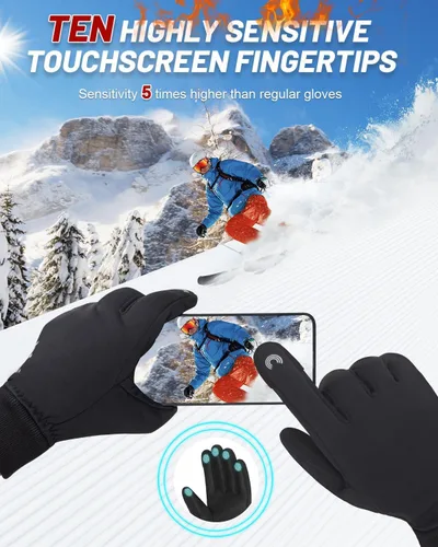 Vista 4 de RIGWARL Guantes de invierno impermeables para clima frío de 40 F a 65 F para hombres y mujeres, pantalla táctil
