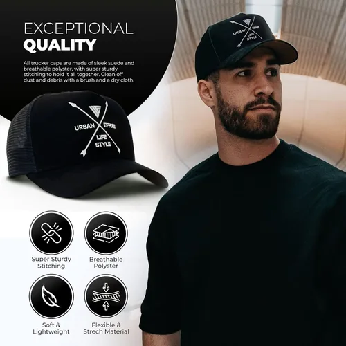 Vista 133 de Urban Effort Gorra trasera de malla, para hombres y mujeres, gorra de béisbol de 5 paneles, gran cierre a presión para caza y senderismo