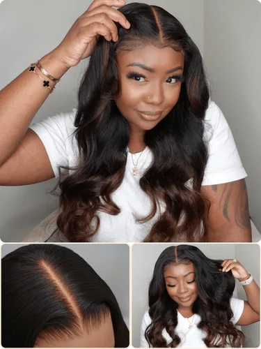 Vista 12 de Nadula Bye Bye Knots Peluca con Cordón Sin Pegamento de Ondas de Agua, Pelucas Frontales de Encaje Precortado 7x5 Húmedas y Onduladas de Cabello