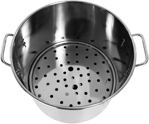 Vista 6 de Olla de acero inoxidable de 60 cuartos de galón de vapor Vaporera Tamalera para tamales (15 galones) altura 16.5 pulgadas de diámetro 18.5 pulgadas