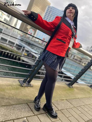 Vista 3 de Rickem Disfraz de anime de Halloween Yumeko, disfraz de Runa Cosplay uniforme escolar, conjunto completo para mujer