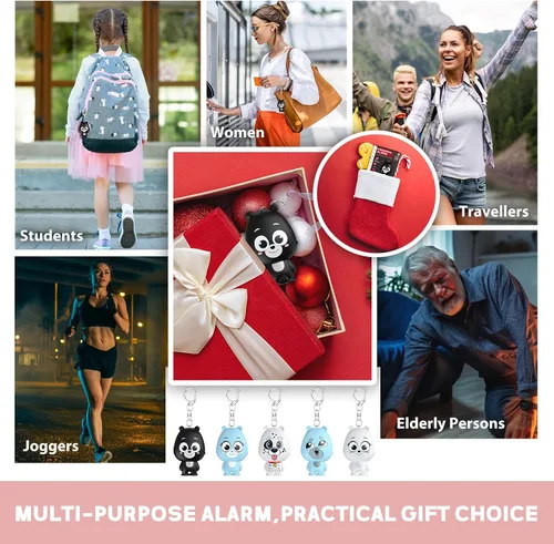 Vista 7 de Alarma de seguridad personal para mujeres, alarma personal recargable para mujeres, niños y ancianos, sirena fuerte de 130 dB, luz estroboscópica