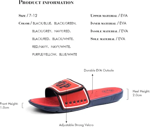 Vista 7 de FUNKYMONKEY - Sandalias deslizantes ajustables para hombre