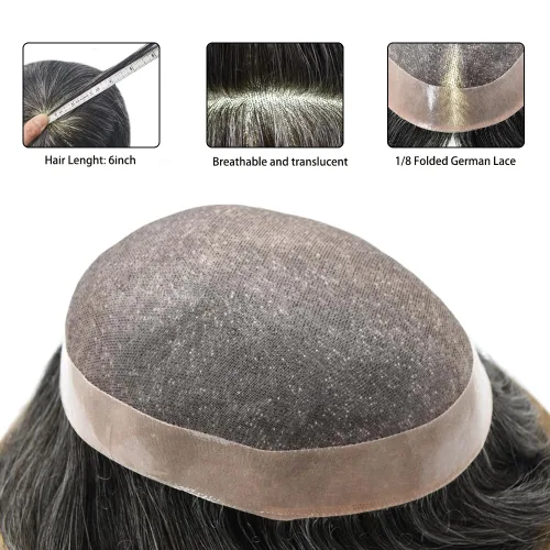 Vista 5 de Toupee para hombre 100% europeo Remy piezas de cabello humano para hombres, sistema de cabello fino mono centro de reemplazo para hombres
