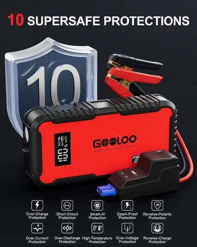 Vista 6 de GOOLOO Arrancador GT3000 y arrancador de salto A3 con compresor de aire