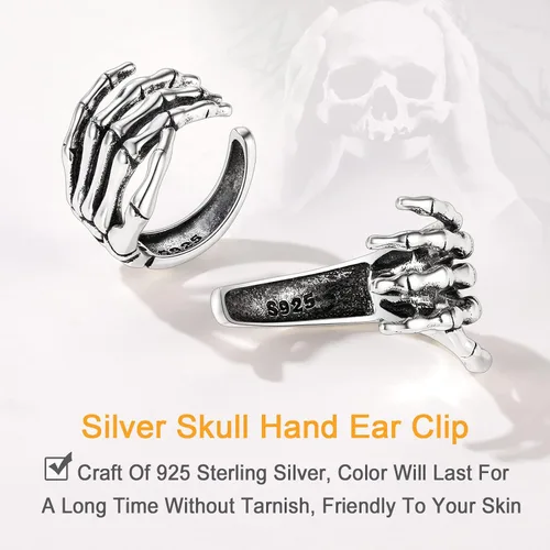 Vista 7 de SILVERCUTE 925 Sterling Silver Earrings for Women,Silver CatDinosaurDevil HornLeafSnakeSkeleton Various Stud Earrings or Ear Cuffs