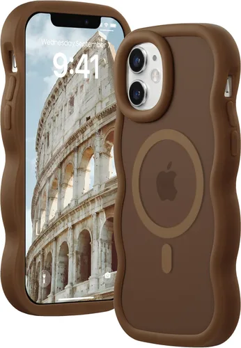 Vista 121 de Magsafe - Funda magnética para iPhone 12 Pro Max, compatible con Magsafe con marco ondulado, translúcido, mate, parte trasera dura, de silicona, a