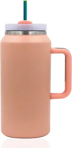 Vista 4 de Paquete de 4 popotes reutilizables de acero inoxidable para vaso Stanley de 40 onzas, popotes de metal extra largos de 12 pulgadas para Stanley
