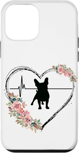 Vista 16 de French Bulldog Heartbeat with Flowers On White Case for iPhone 17