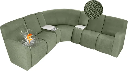 Vista 14 de ALIECOM Fundas 100% impermeables para sofá seccional reclinable, forma de L, elásticas, para esquina, funda para sofá seccional reclinable, lavable